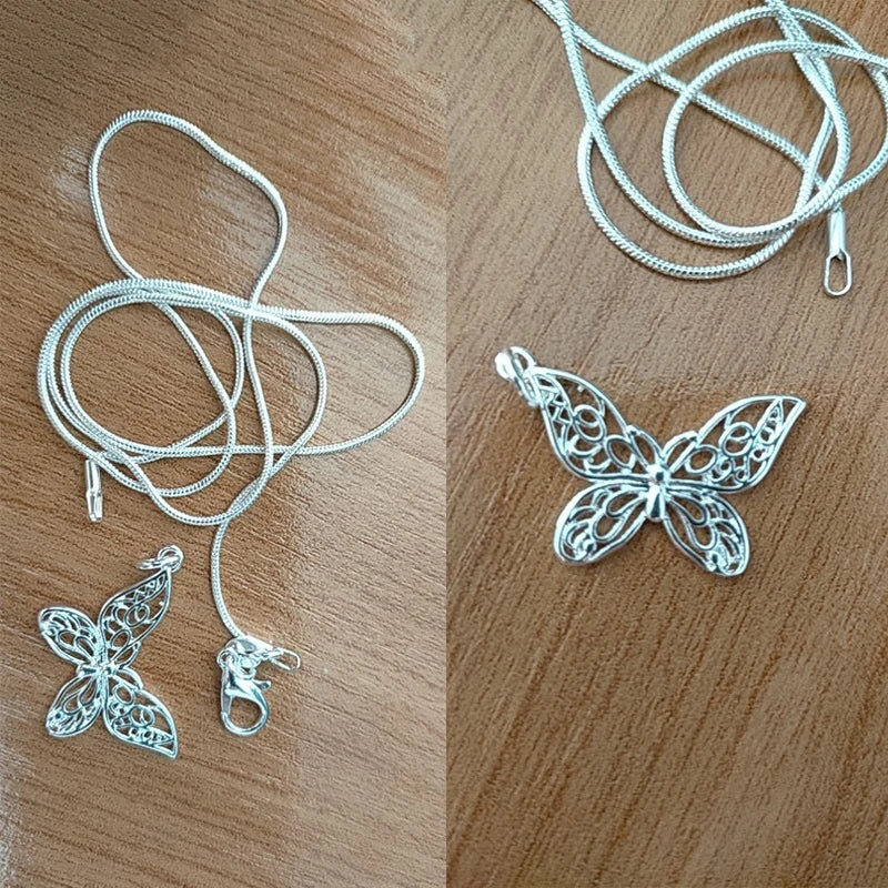 Doteffil Butterfly Silver Pendant Necklace