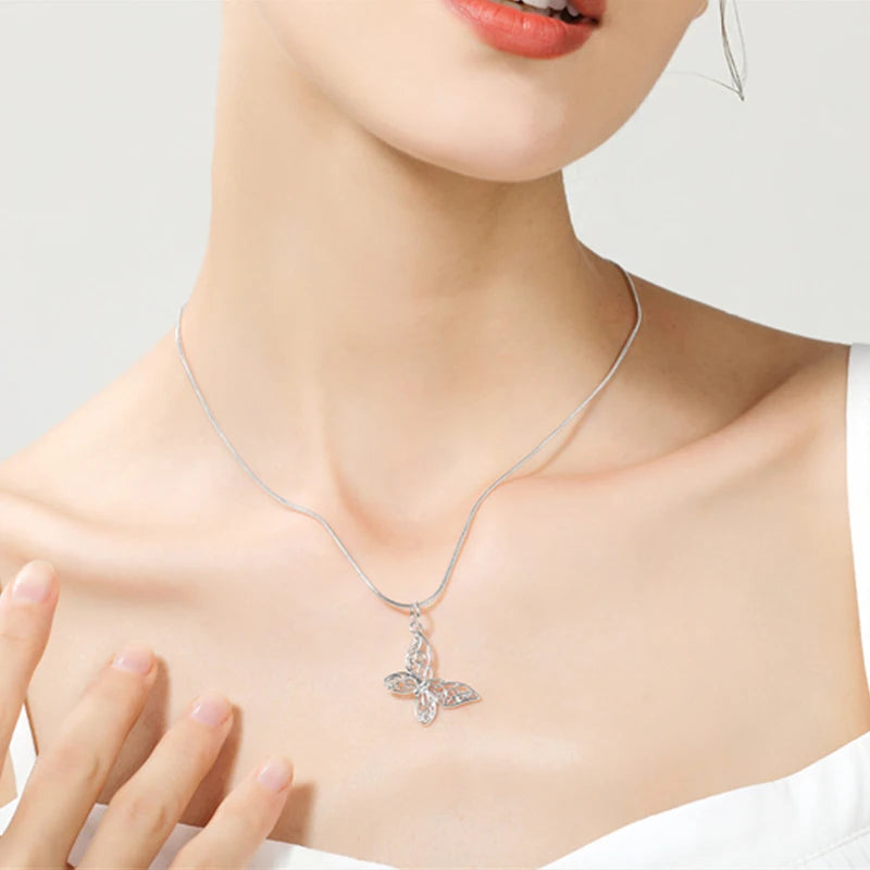 Doteffil Butterfly Silver Pendant Necklace