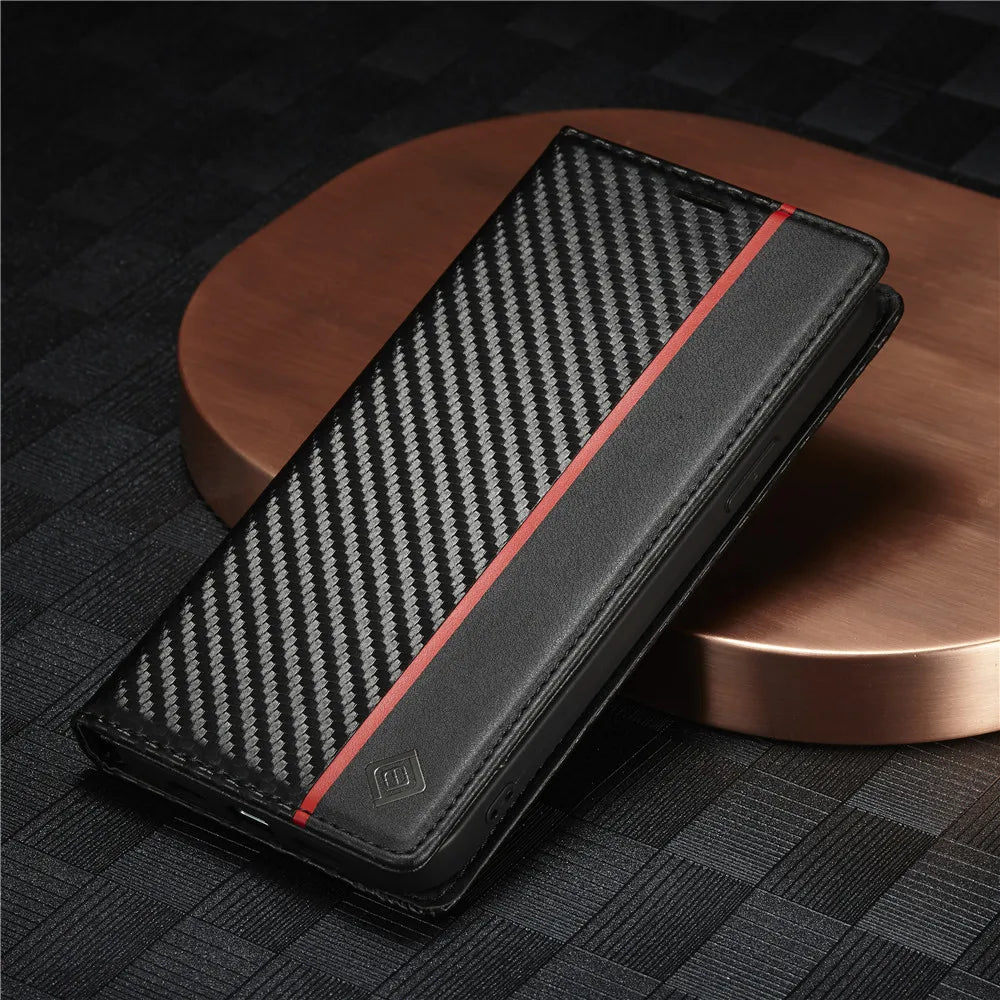 Carbon PU Wallet Case – iPhone All Models