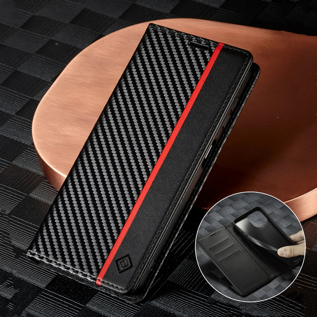 Carbon PU Wallet Case – iPhone All Models