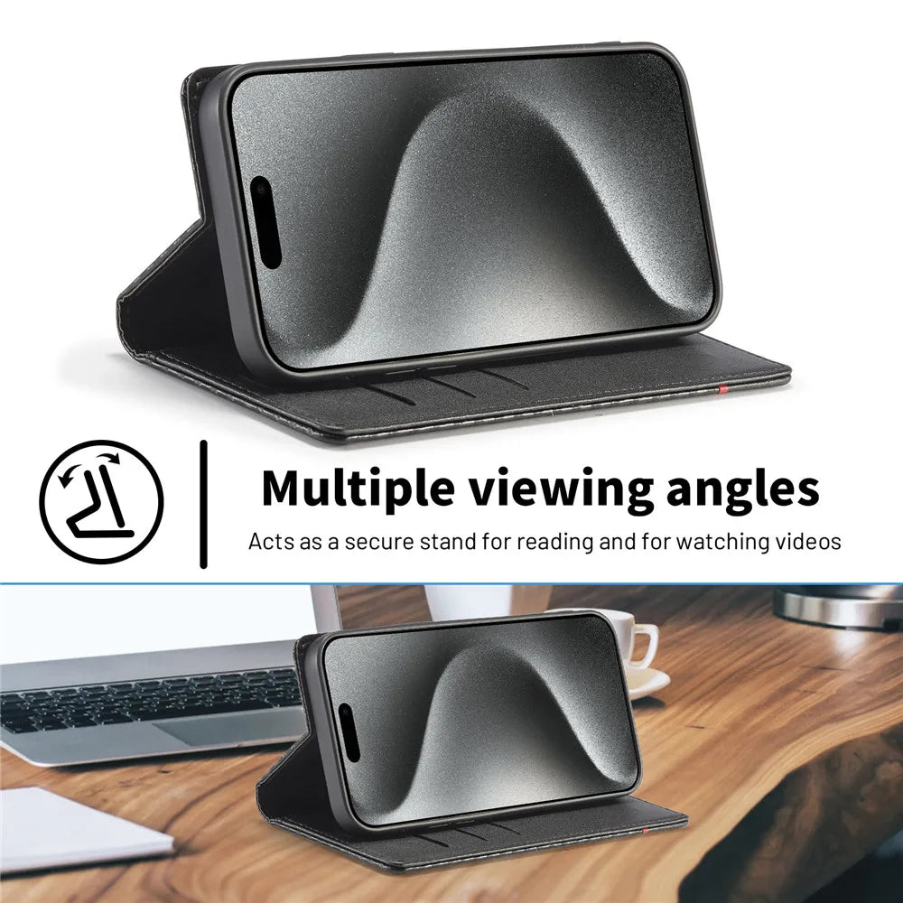 Carbon PU Wallet Case – iPhone All Models