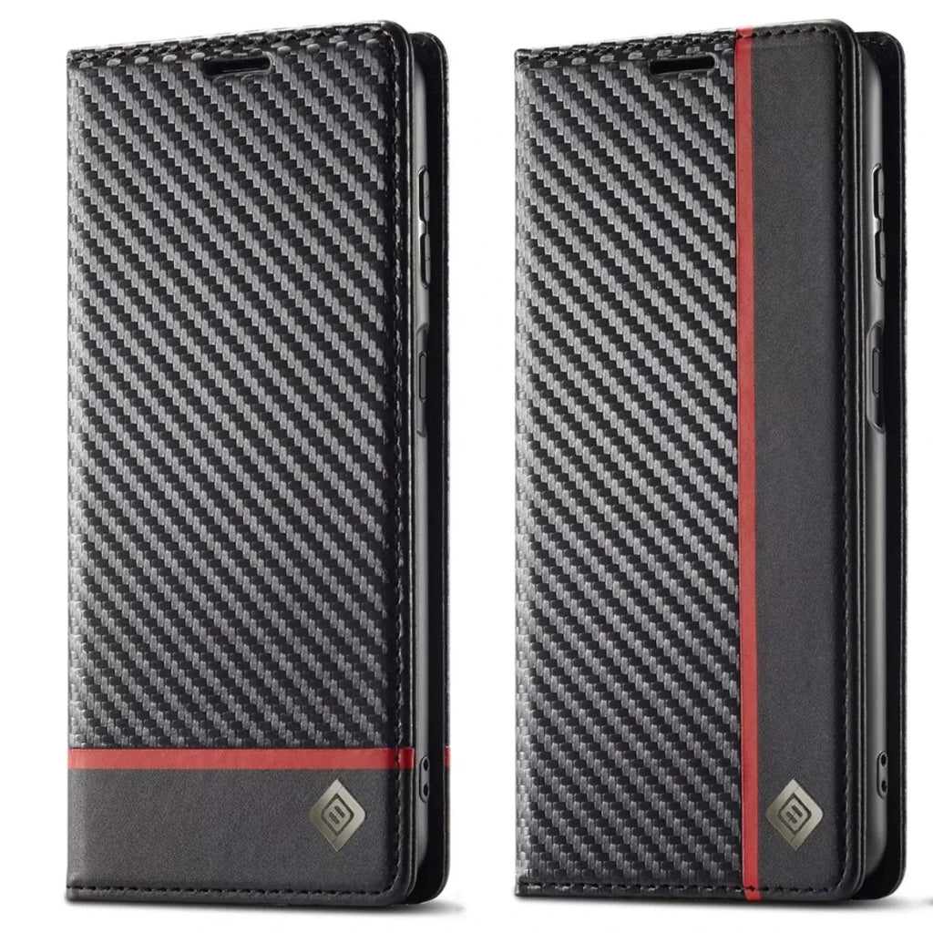 Carbon PU Wallet Case – iPhone All Models
